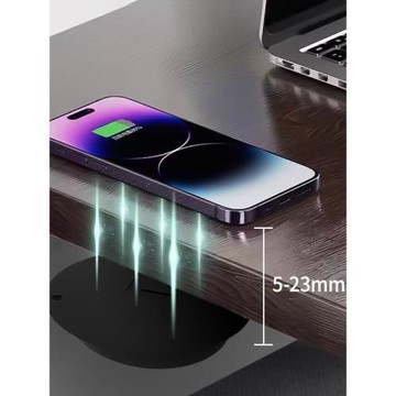 遠距離5-23mm隔空隱藏式無線充電器家具辦公桌免打孔手機要有無線充功能才能用除金屬都能隔空