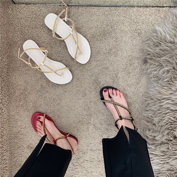 英倫風平底鞋設計感小眾涼鞋2022年春夏新款夾趾瑪麗珍女鞋子夏款