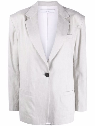 IRO - pleat-detail single-breasted blazer - women - Linen/Flax/Cotton/Cotton/Viscose - 34 - Grey
