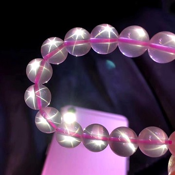 天然星光粉晶冰粉馬粉水晶手鏈手串招桃花本命年轉運星光閨蜜