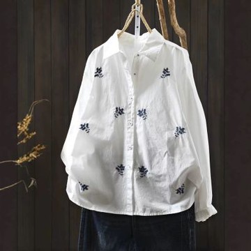 設計所在 棉麻隨性風 棉刺繡襯衫