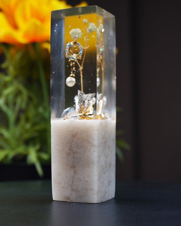 客製化手工印章-|珍珠蝴蝶樹酯印章 2.2x2.2 CM|篆刻印章