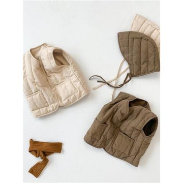 嬰兒馬甲外穿韓版秋冬裝純色夾棉寶寶背心棉服加厚保暖幼兒棉外套