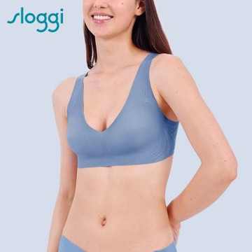 sloggi-ZERO FEEL SOFT BRA零感系列後扣式V領內衣 青藍