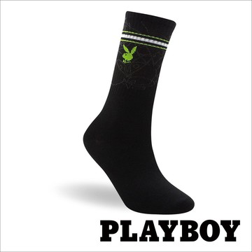 【襪款任選3雙$299、6雙$511】PLAYBOY 繽紛兔頭男中筒休閒襪-黑(BB3523)