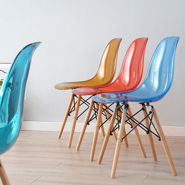 北歐透明椅餐椅家用成人簡約現代休閑輕奢塑料椅單人靠背伊姆斯椅