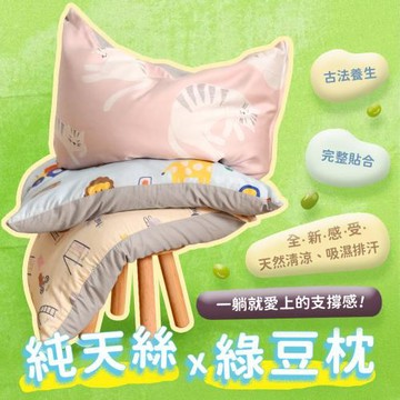 《透氣專家》綠豆枕 天然綠豆殼透氣枕 100%天絲x純棉 可塑型 涼爽枕 吸濕排汗 透氣不悶 午睡枕 趴睡枕 台灣製