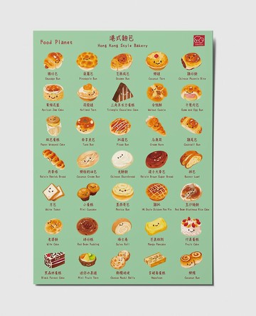 食物插畫海報 - 港式麵包系列主題