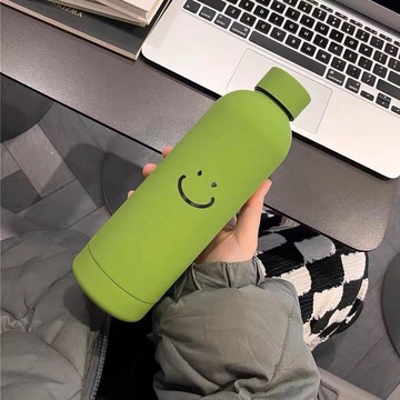 臺灣出貨 簡約笑臉小衆學生保溫杯大容量小巧輕便攜帶高顏值杯子不鏽鋼水壺