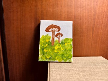 蘑菇/迷你掛畫/壓克力水彩畫/裝飾畫/無框畫