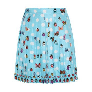Versace - Light Blue And Multicolour Silk Polka Dots Mini Skirt