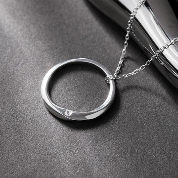 [925純銀]莫比烏斯環圓圈項鍊【SL631】-銀