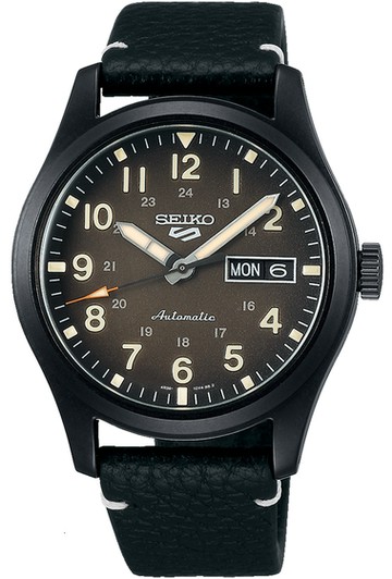 SEIKO 精工錶 5 Sports 系列 軍風機械錶 4R36-10A0C(SRPG41K1)-39.5mm-灰黑面皮革【刷卡回饋 分期0利率】【APP下單點數13倍送】