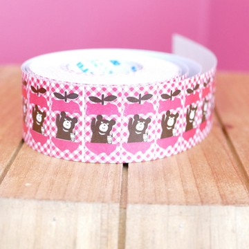 標籤貼紙 熊與蘋果 加大尺寸