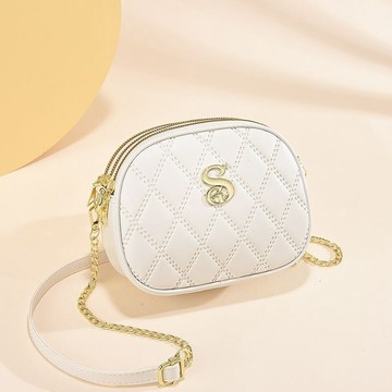 Bag House👜 女包2025新款時尚迷你小包包簡約斜挎菱格鏈條包高級小圓包手機包