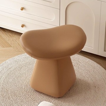 主臥網紅梳妝臺化妝凳滑輪旋轉輕奢高級中古奶油風實木真皮梳妝凳