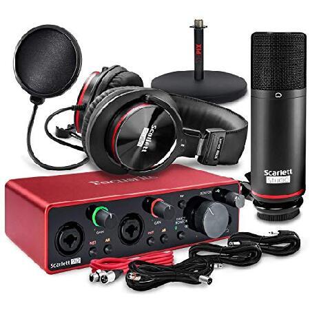 Focusrite Scarlett 2i2 2-in 2-Out Studio Package (3rd Gen) w  CM25 MkIII Condenser Microphone, HP60 MkIII Professional Headphones   Xpix Pop Screen Fi