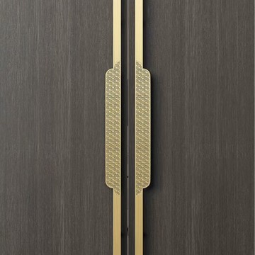 門把手 別墅門 門拉手 免運 開立發票 新中式實木大門拉手金黑色酒店包廂鋁雕雙開玻璃門把手定制款