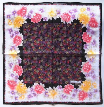 復古 Christian Dior 薄款印花手帕 – 馬賽克中央 18 x 18 英吋