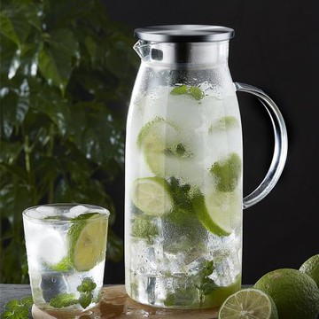 家用透明玻璃冷水壺耐熱高溫防爆晾白開水壺不銹鋼蓋過濾泡花茶壺