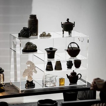 尚器 亞克力輕奢茶具置物架家用簡約大容量收納柜展示架儲物柜子