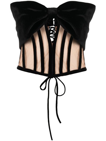Ana Radu - bow-detail velvet corset top - women - Fabric - L - Black