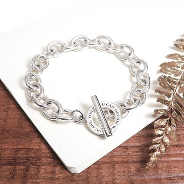 刻字訂製 經典厚版 OT扣圓圈手鍊【長文刻字版】 925純銀手鍊