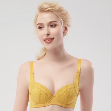 SWEAR 思薇爾 月季花情系列 B-F罩 蕾絲 包覆 女內衣 (芥末黃)