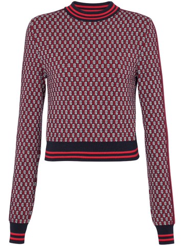 Balmain - monogram check-pattern jumper - women - Wool/Polyamide - 42 - Red