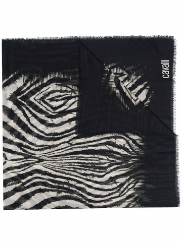 Roberto Cavalli - Freedom-print scarf - unisex - Modal/Silk - One Size - Black