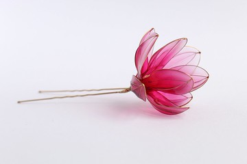 玉蘭 簪 水晶花 手工製作的