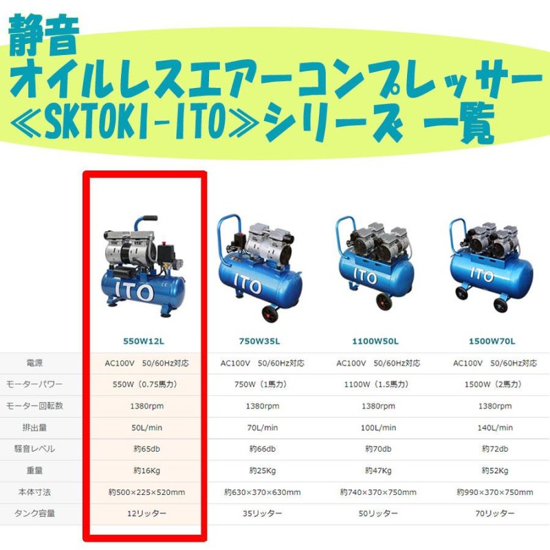 セール開催中最短即日発送 SKTOKI 静音タイプ エアー コンプレッサー