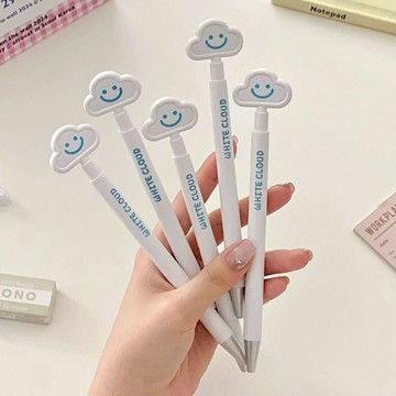 【台灣現貨】微笑雲朵 筆 中性筆 原子筆 中性筆 黑色原子筆  0.5 子彈頭 速乾筆 刷題筆 筆 雲朵原子筆