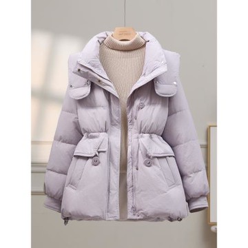 (免運)收腰羽絨服女中長款2025年新款韓版冬季加厚白鴨絨小個子修身外套