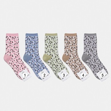 韓國襪子 滿版農場小綿羊拼色中筒襪 K2200