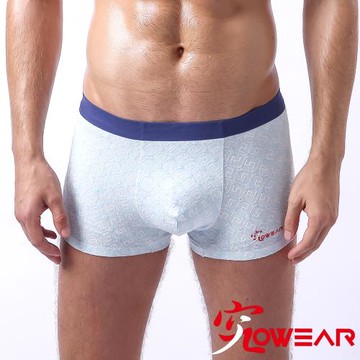 【究 無痕 jowear】菱格紋超透氣 淺藍莫代爾紡棉 平口無痕男內褲 (L4004)
