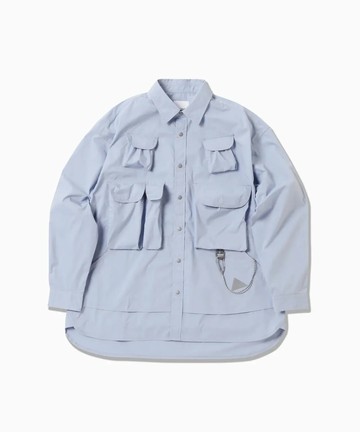 multi pocket LS shirt(M)l.blue