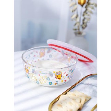 卡通可愛大號火雞面碗1000ML無鉛玻璃碗家用沙拉圓形學生飯盒加厚