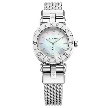 CHARRIOL St-Tropez 珍珠母貝錶盤 鋼索 石英女錶-銀色28mm CR28S.590.002