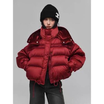 【特價】冬季韓版連帽短款絲絨羽絨服90白鴨絨小個子面包服女保暖