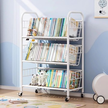 大容量可移動書架兒童玩具收納架多層小推車帶輪落地置物簡易書架