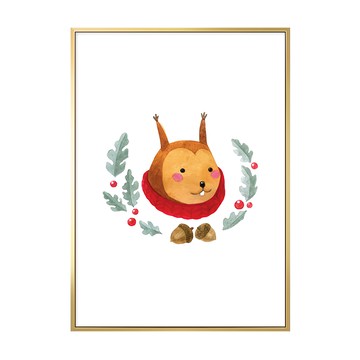 小松鼠與松果掛畫  40 x 30cm  金色