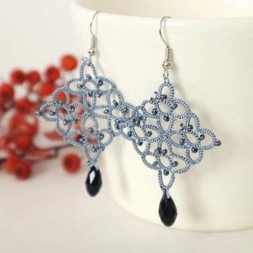 梭織蕾絲耳针-Lombus 炭灰色