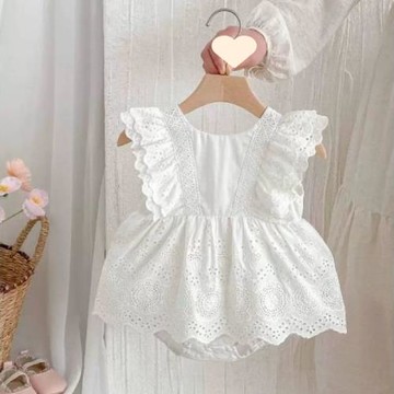 嬰兒衣服女寶寶連體衣蕾絲花邊兒包屁衣滿月百天哈衣夏季薄款工廠