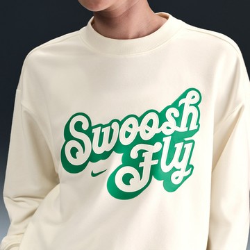 NIKE NIKE 大學T SWOOSH FLY 米綠色 長袖 衛衣 女 FZ5515-133