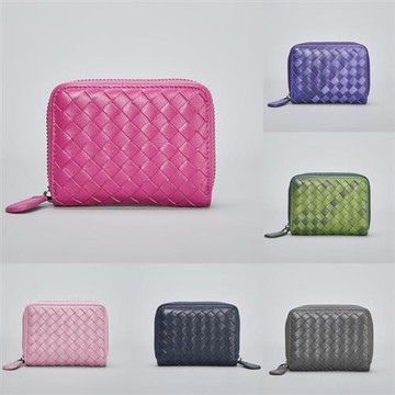 【巴黎精品】現貨+預購 真皮編織零錢包真羊皮錢包短夾卡夾隨身手拿包-質感大容量男女包包10色a1ke3