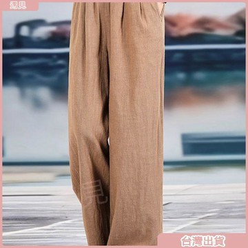 限時特價💕棉麻闊腿褲女春夏2026年新款垂感休閒女裝寬鬆復古棉麻高腰直筒褲