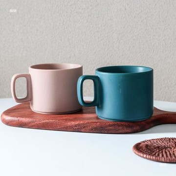 平底咖啡杯  陶瓷輕奢水杯子 純色小清新牛奶早餐杯子