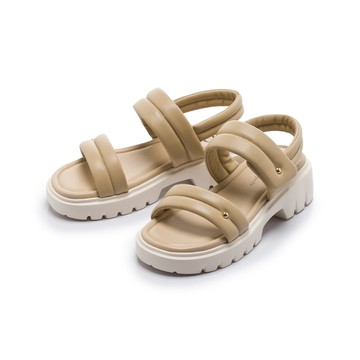 軟實力  減壓澎柔一字帶厚底涼鞋 卡其 (2B3046)