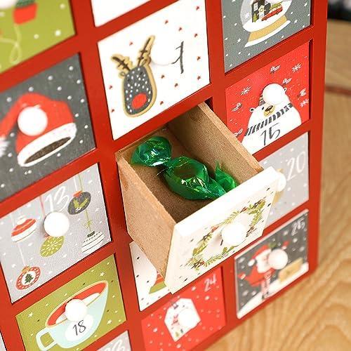 SAND MINE Wooden Advent Calendar with 25 Drawers, Countdown to Christmas, R